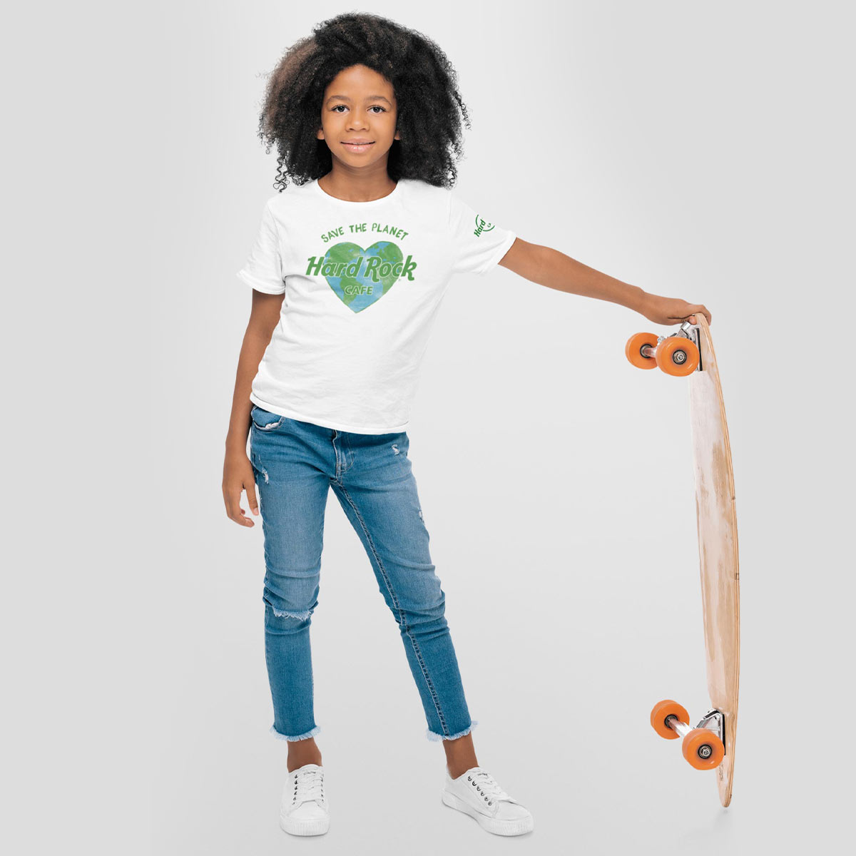 Hard Rock Youth Fit Save the Planet Heart Tee in White image number 3