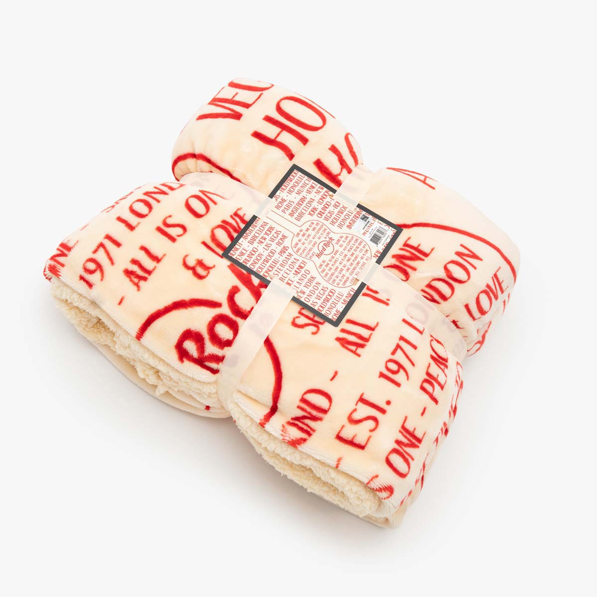 Hard Rock Plush Blanket in Cream and Crimson image number 2