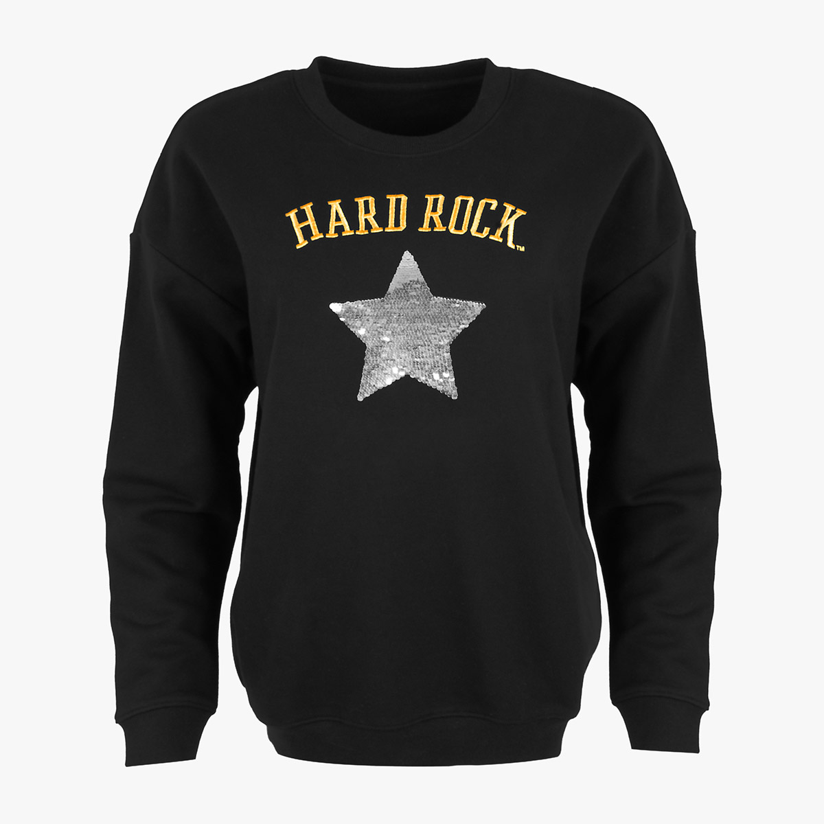 Metallic Sequins Logo Fleece Sweater in Black image number 3