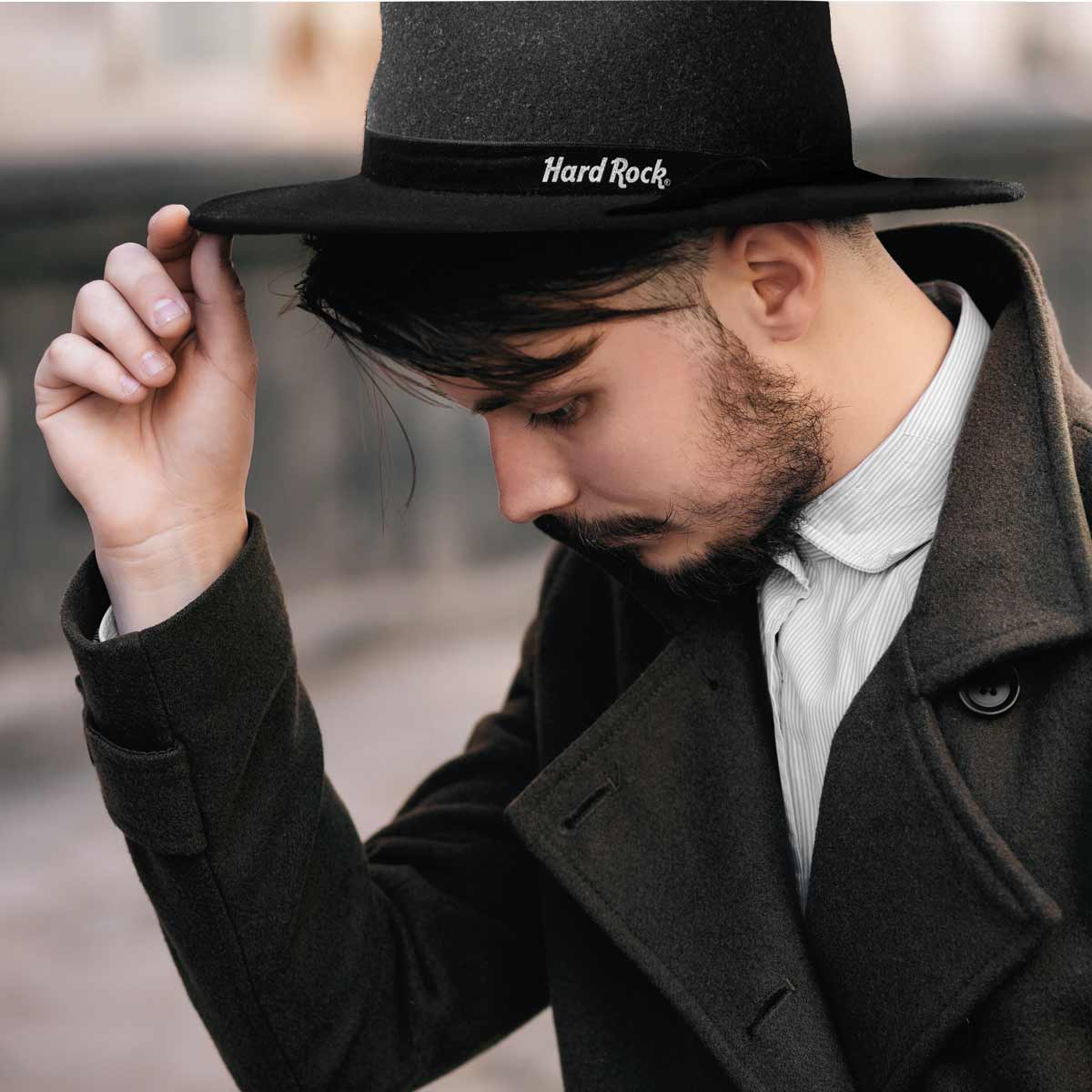 Ladies Wool Flat Brim Hat Gray image number 2