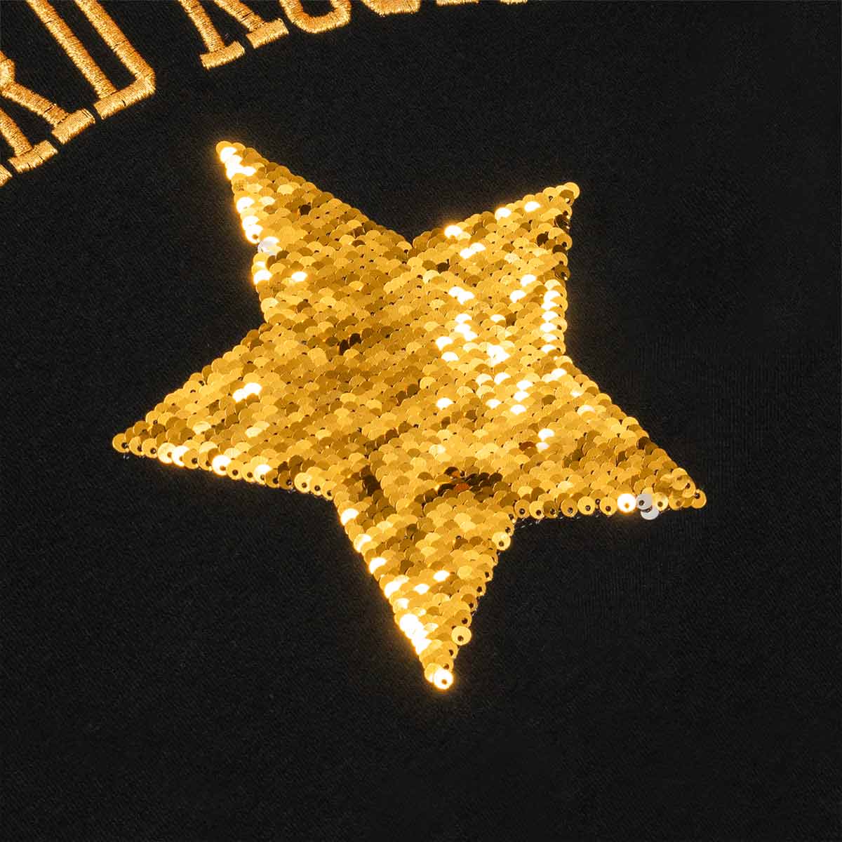 Metallic Sequins Logo Fleece Sweater in Black image number 5