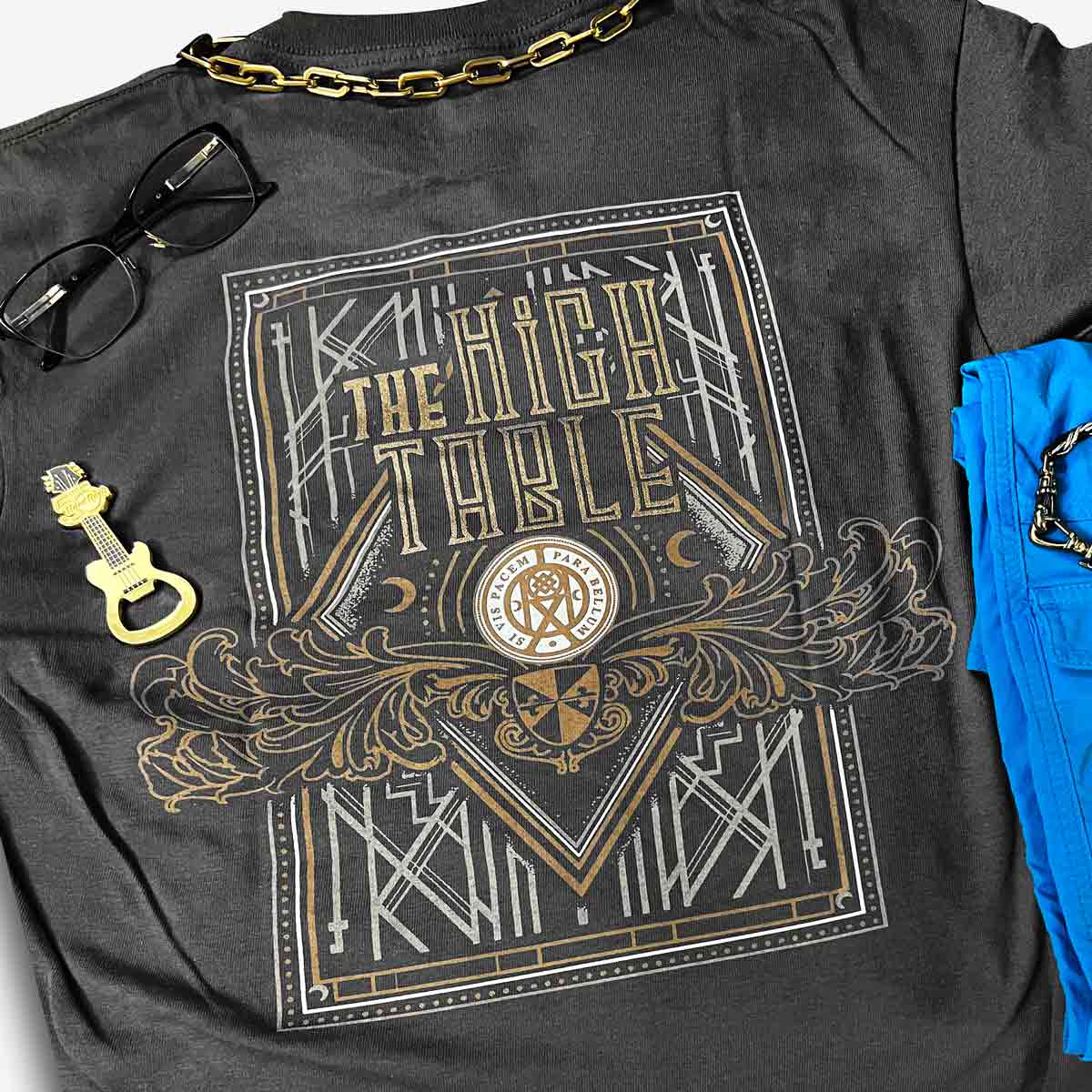 John Wick x Hard Rock Official Adult Fit Charcoal T-Shirt - High Table Design image number 4