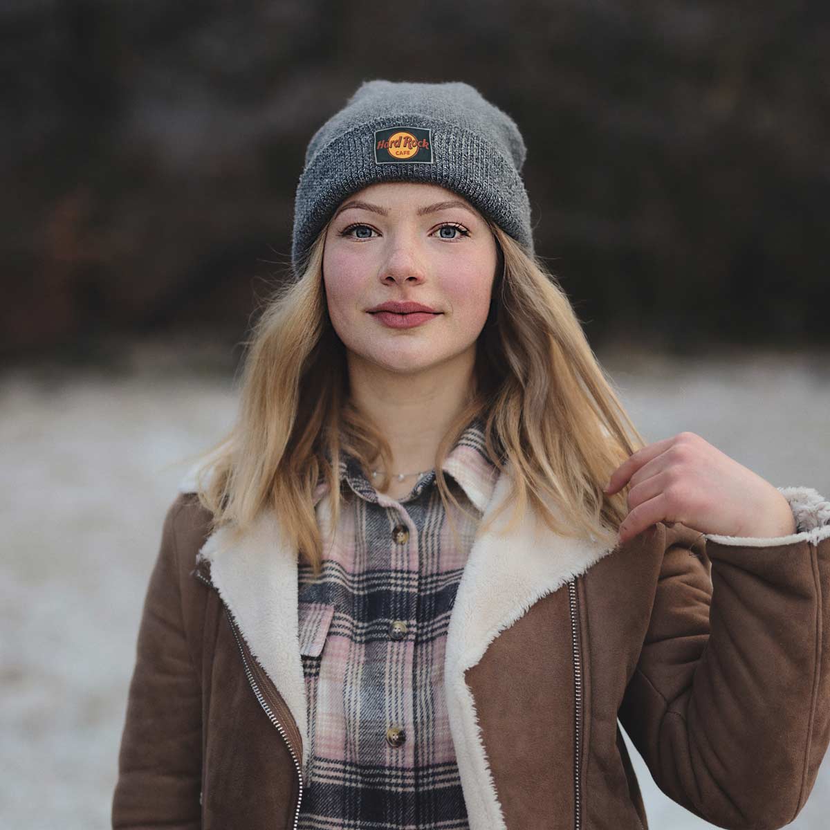 HR Woven Label Logo Fold Over Beanie Grey image number 4