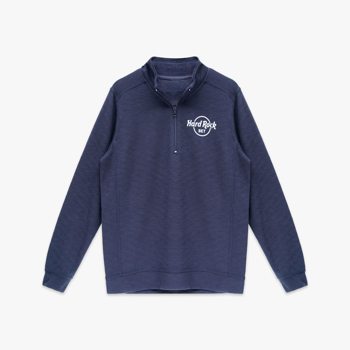 Adult Fit Hard Rock BET Slub Jersey Quarter Zip Jacket in True Navy image number 2