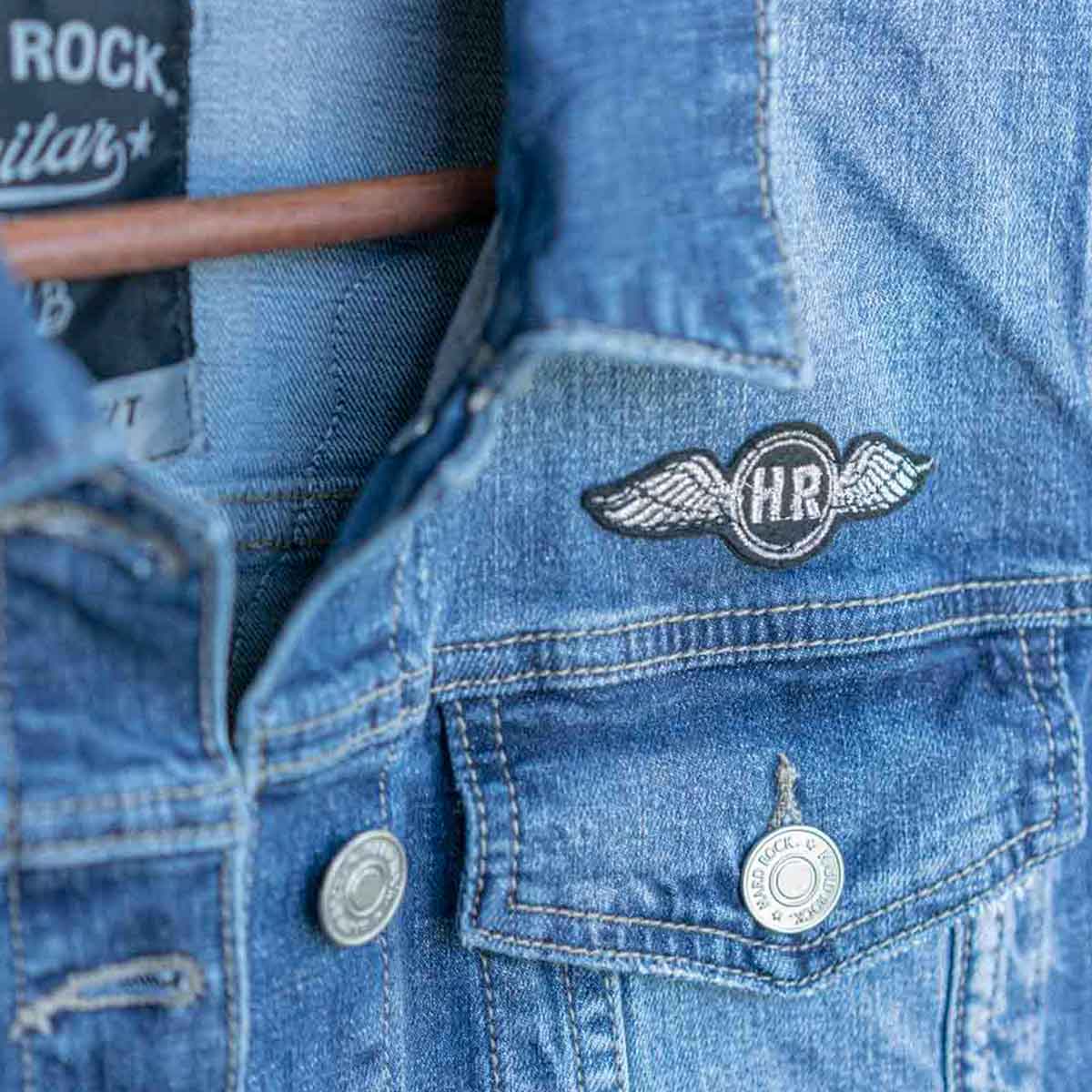 LB GtrCo Women Sequin Wing Denim Jacket Blue image number 5