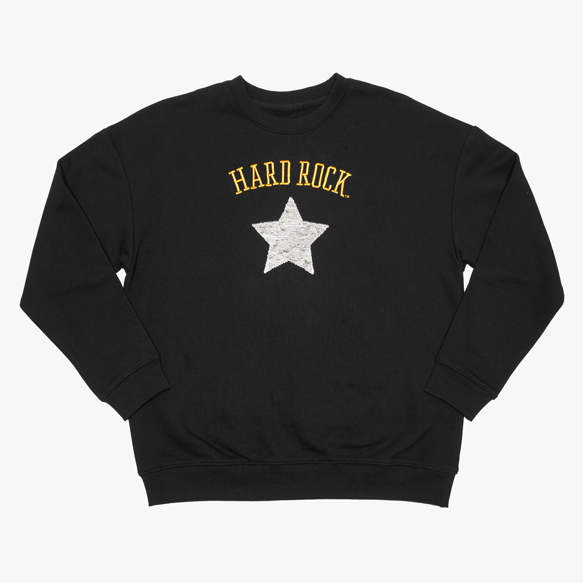 Metallic Sequins Logo Fleece Sweater in Black image number 6