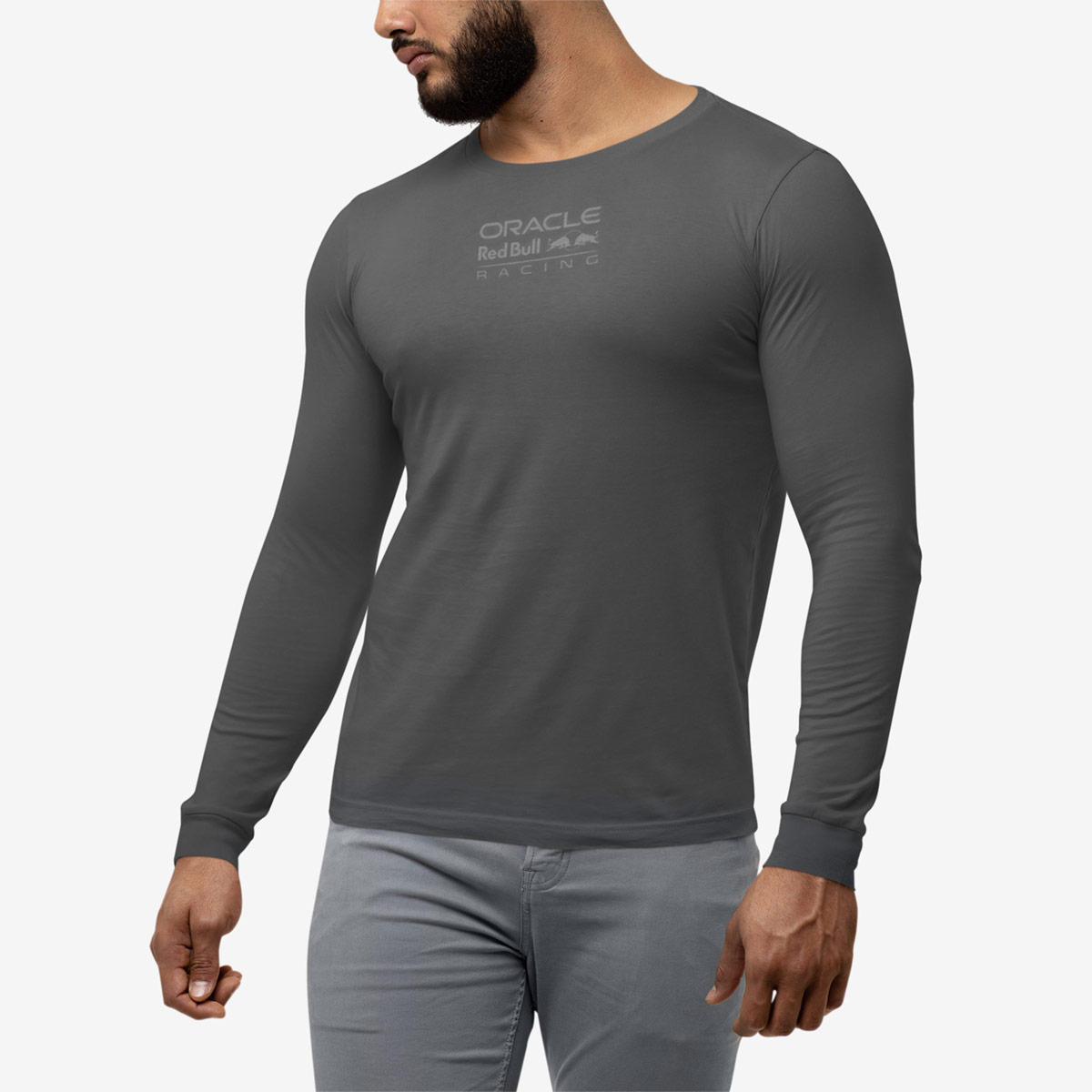 Adult Fit Oracle Red Bull Racing Longsleeve Performance Tee in Charcoal Grey image number 1