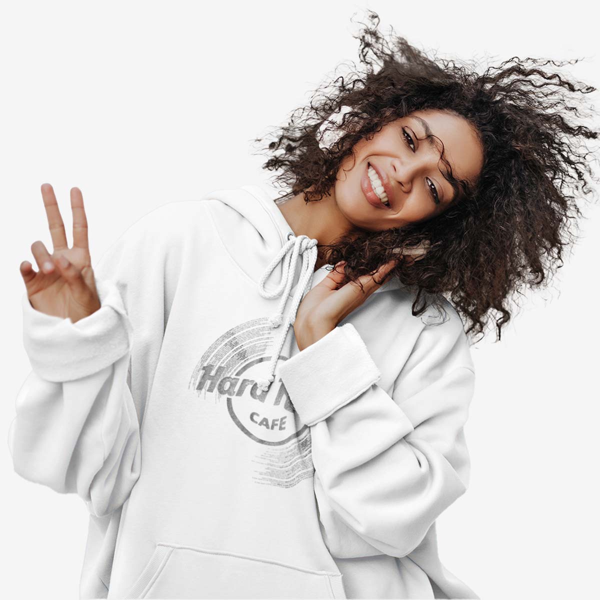 Vinyl Logo Unisex Hoodie in White image number 4