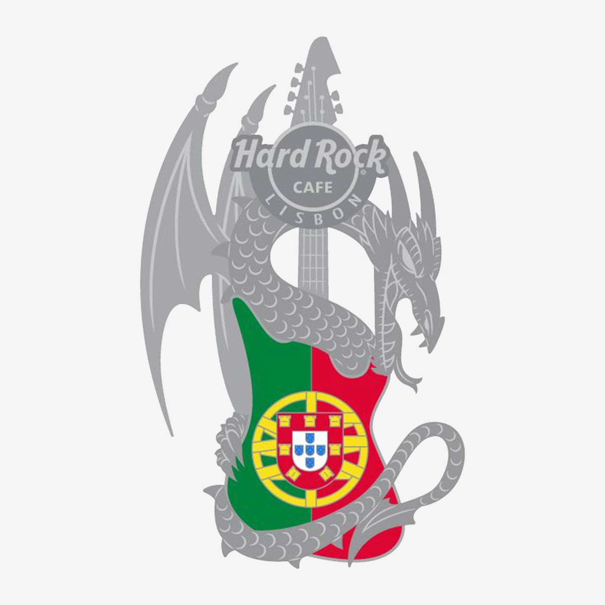 3D Dragon and Flag Guitar Pin image number 1