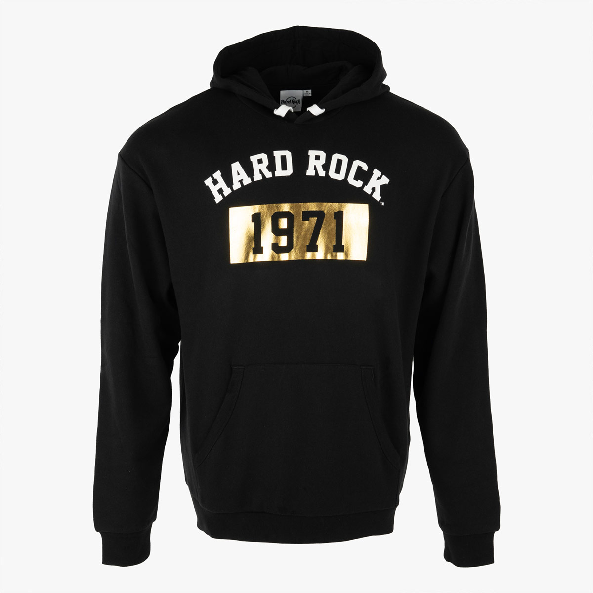 Adult Fit Metallic Gold Foil Logo Hoodie in Black image number 1