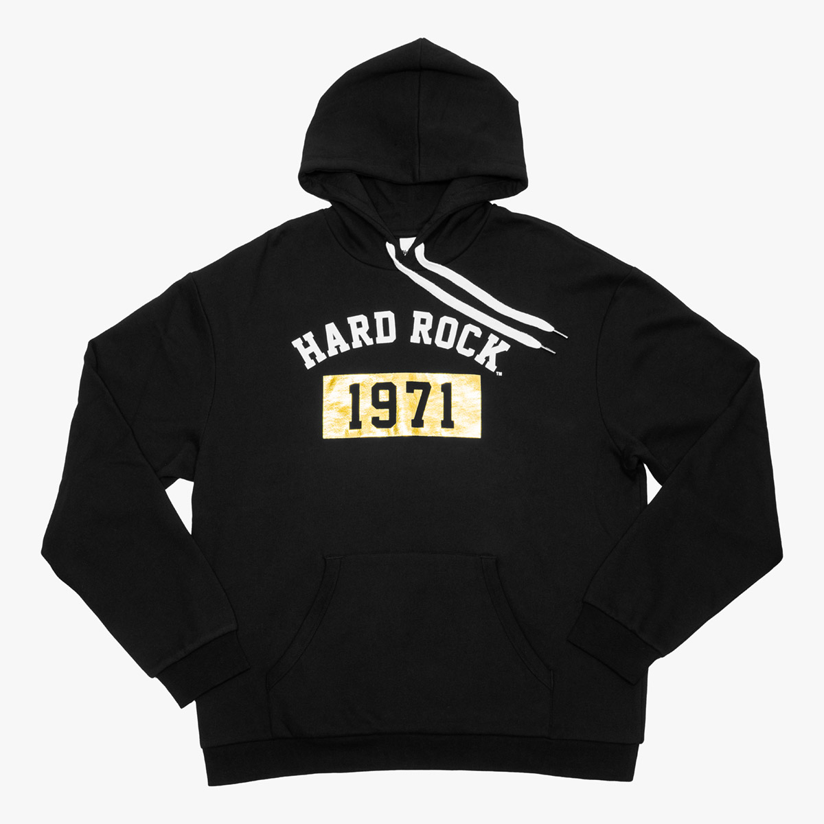 Adult Fit Metallic Gold Foil Logo Hoodie in Black image number 2