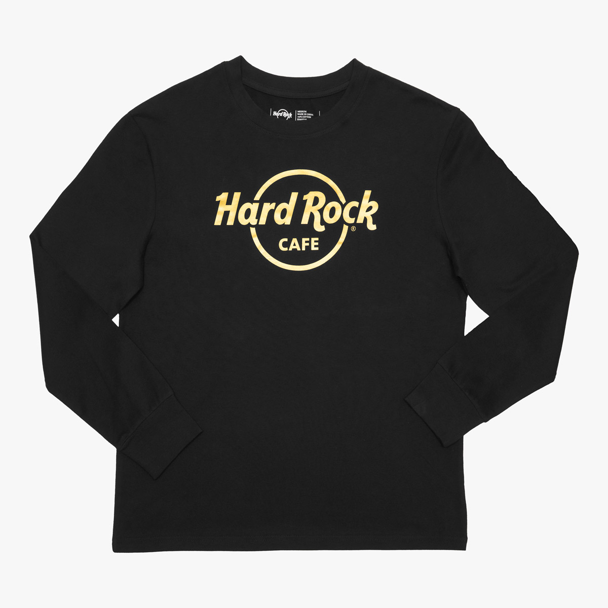 Mens Fit Metallic Gold Foil Logo Longsleeve Tee in Black image number 3