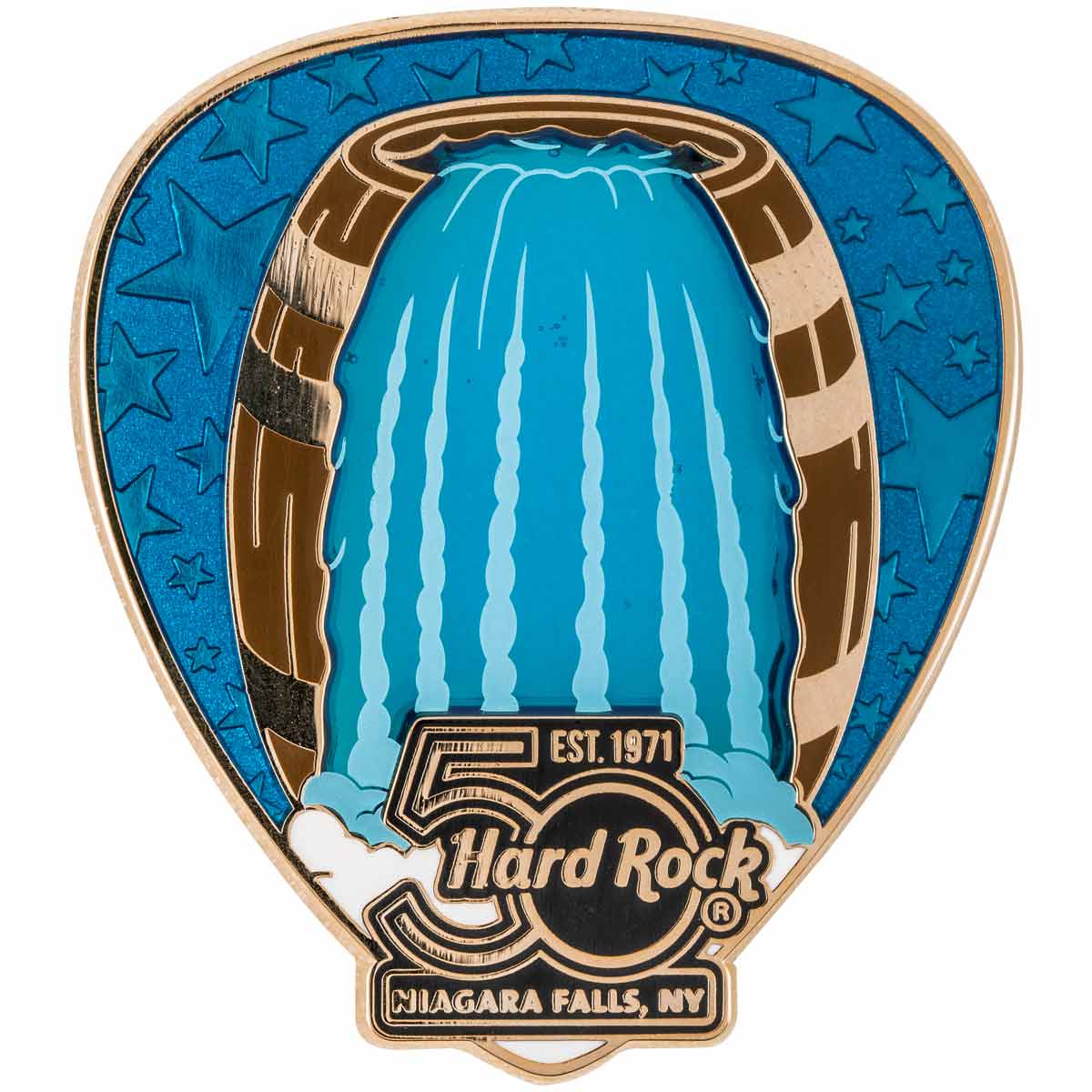 50th Anniversary Core Niagara Falls Stained Glass Barrel Pin image number 2