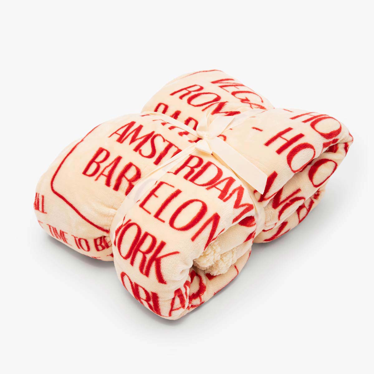 Hard Rock Plush Blanket in Cream and Crimson image number 3
