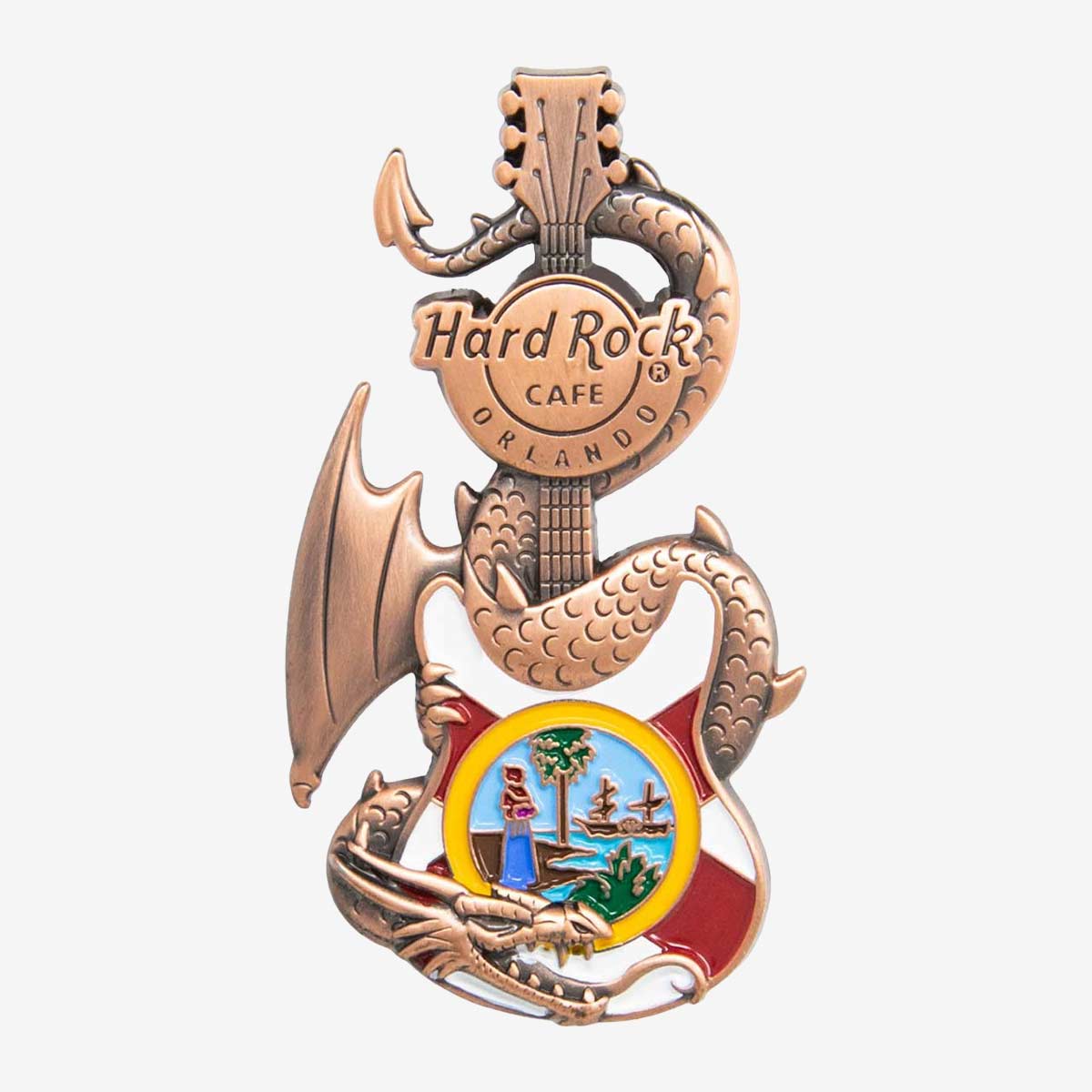 3D Dragon and Flag Guitar Pin image number 1
