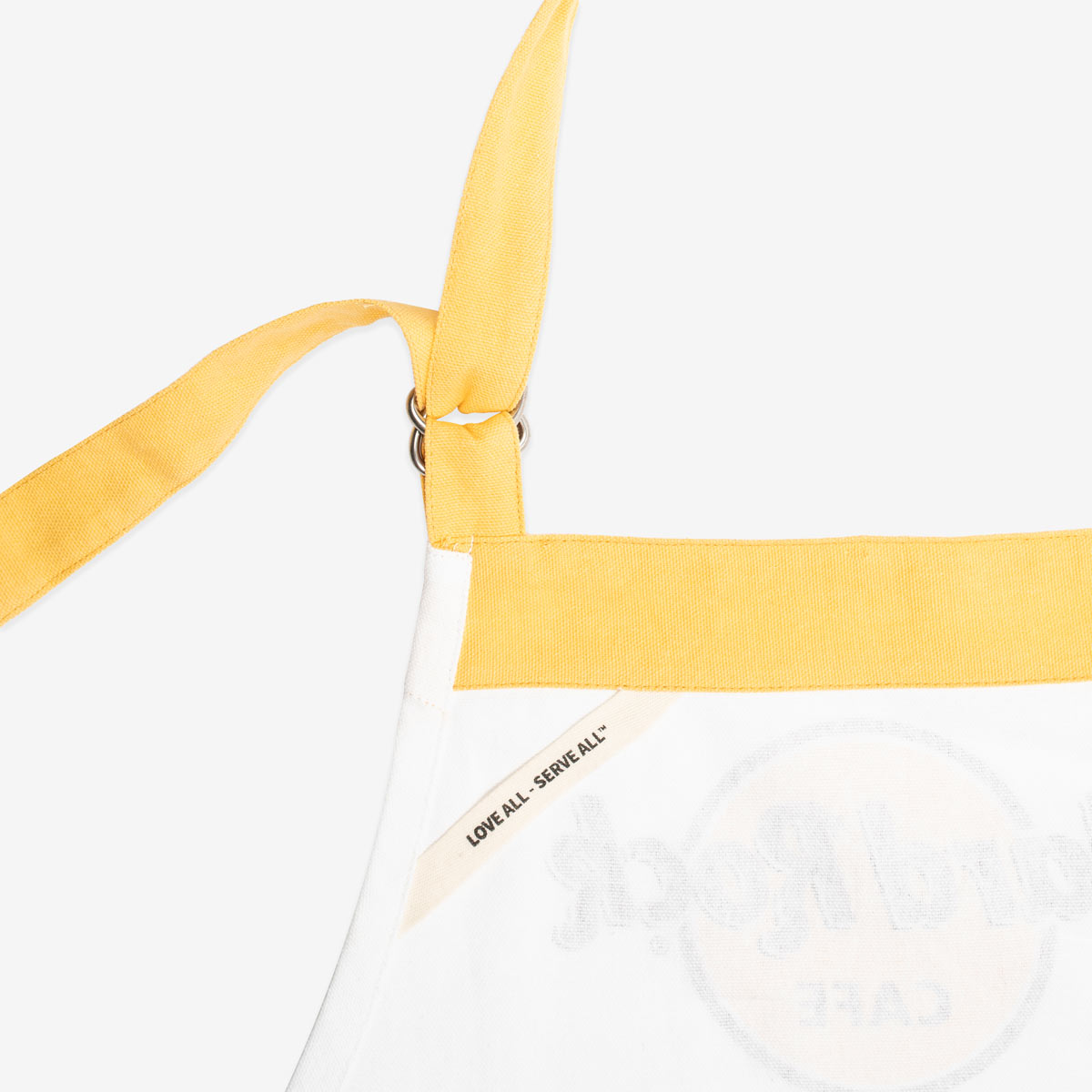 Hard Rock Cafe Logo Apron in White with Crimson Trim image number 3