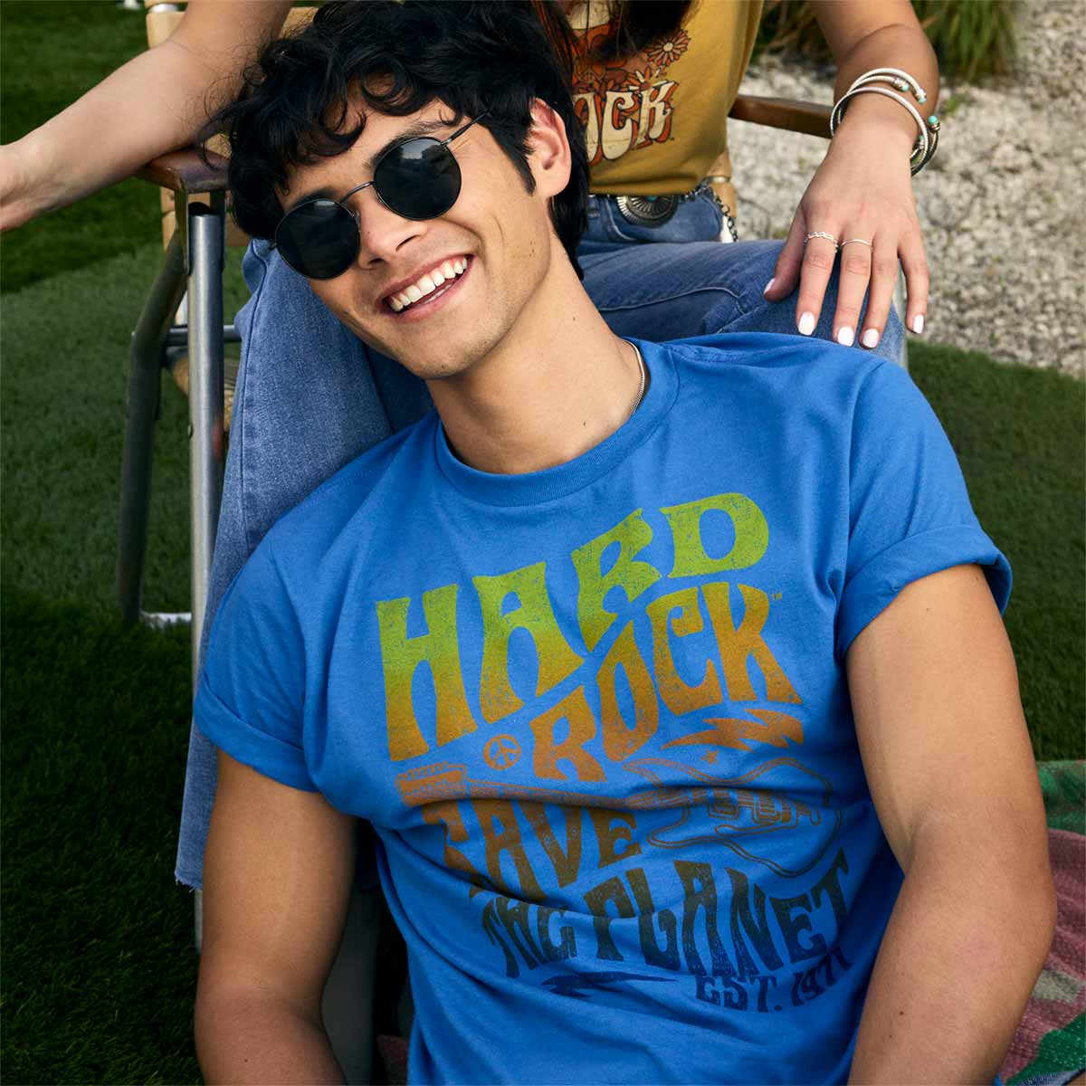 Hard Rock Adult Fit Festival Tee with Save the Planet in Vivid Blue image number 2