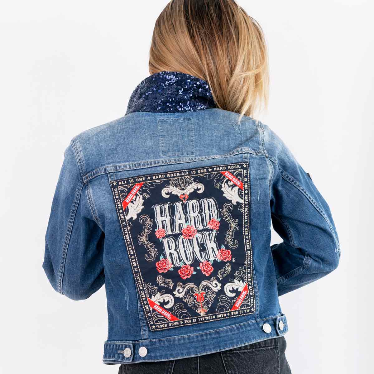 Slim Fit Denim Jean Jacket with Floral Patch image number 1