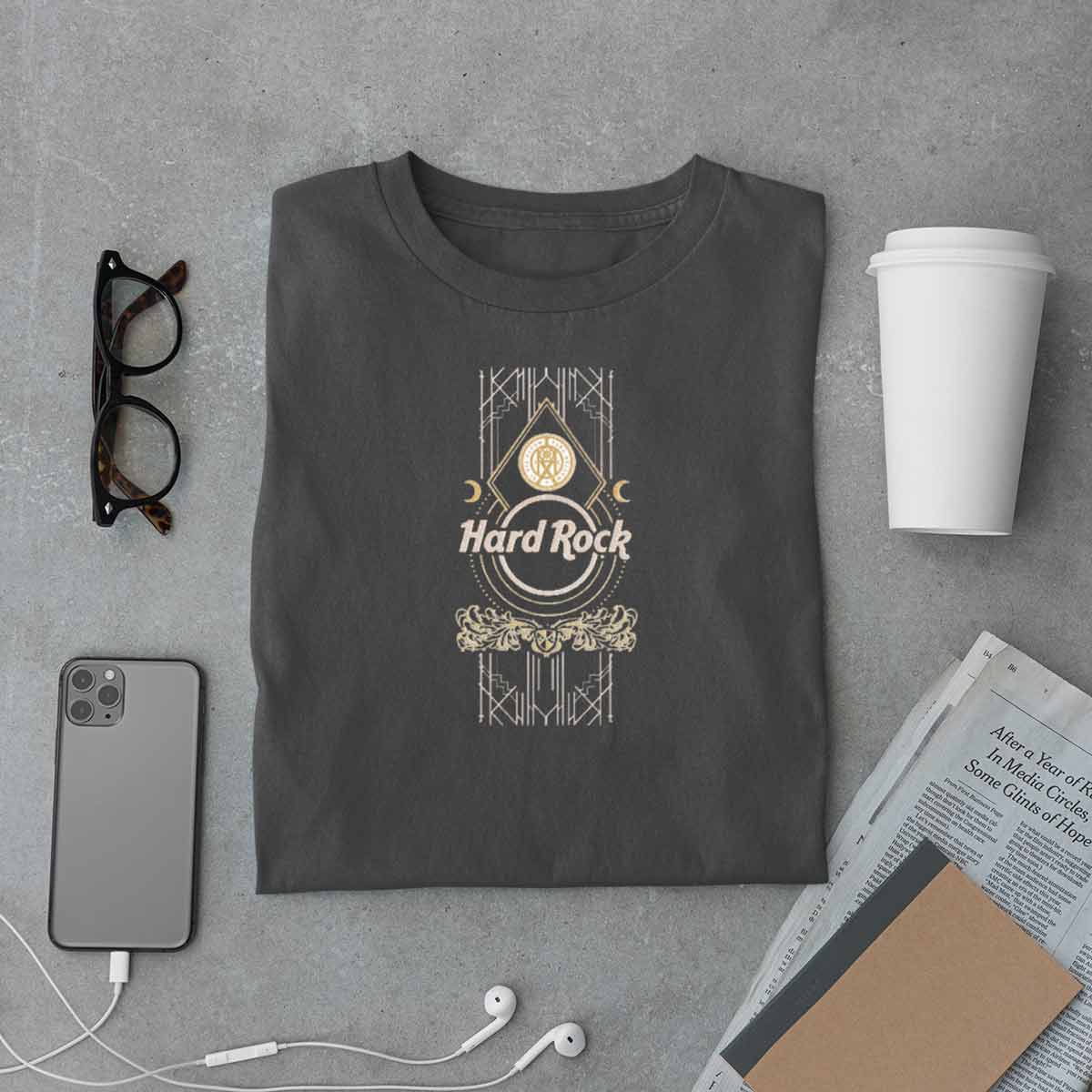 John Wick x Hard Rock Official Adult Fit Charcoal T-Shirt - High Table Design image number 3