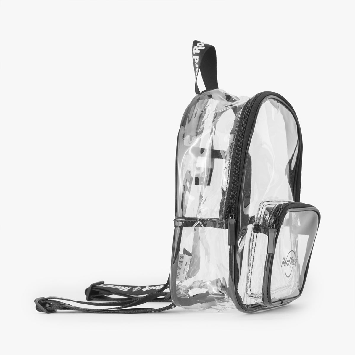 Clear Repeat Logo Black and White Strap Stadium Backpack image number 4