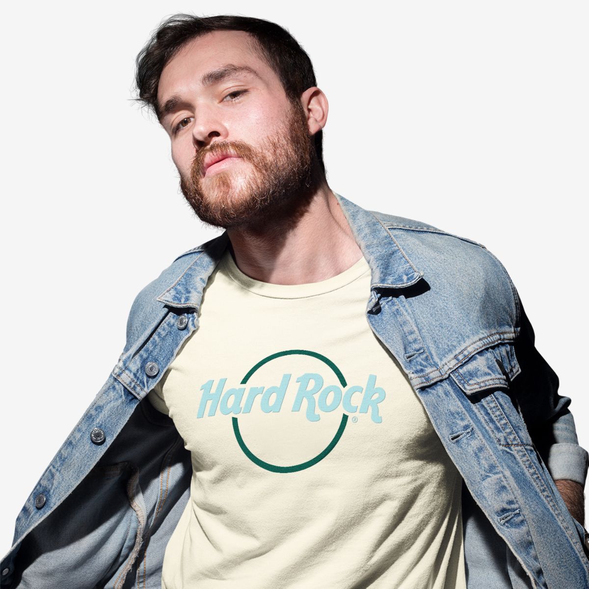 Hard Rock Adult Fit Pop of Color Tee in Natural Beige image number 1