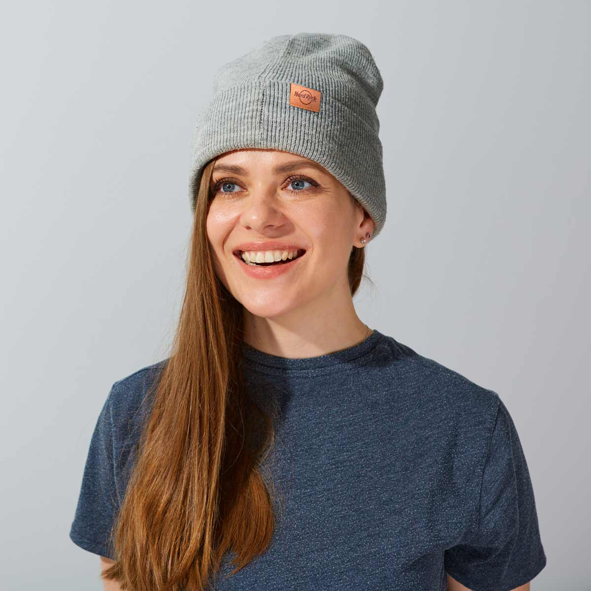 Brand Logo Knit Cuffed Beanie Grey image number 2