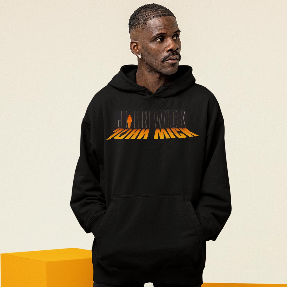 John Wick x Hard Rock Adult Fit Hoodie Orange Letters Design image number 1