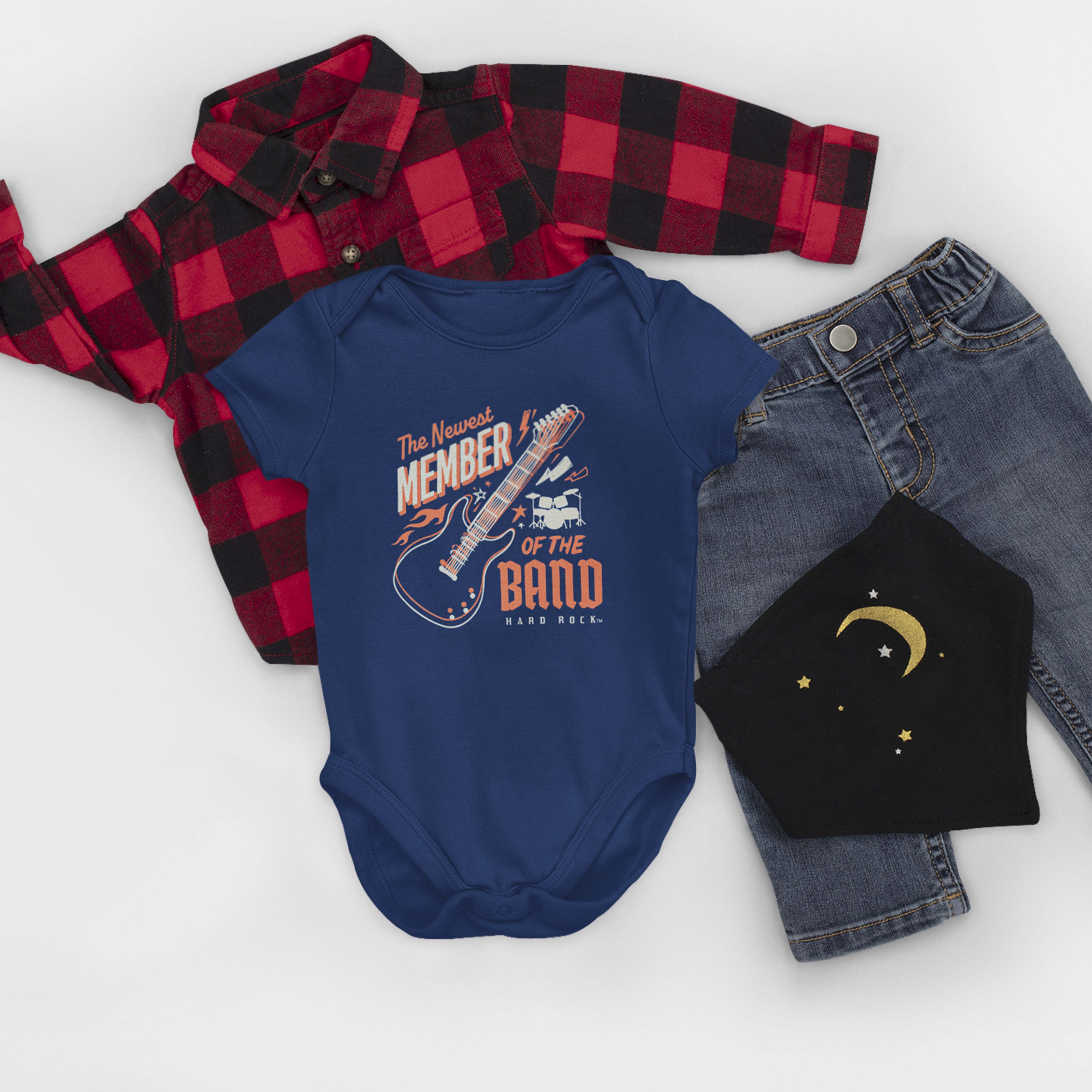 Rock Kids Baby Onesie in Navy with Band Member Design image number 6