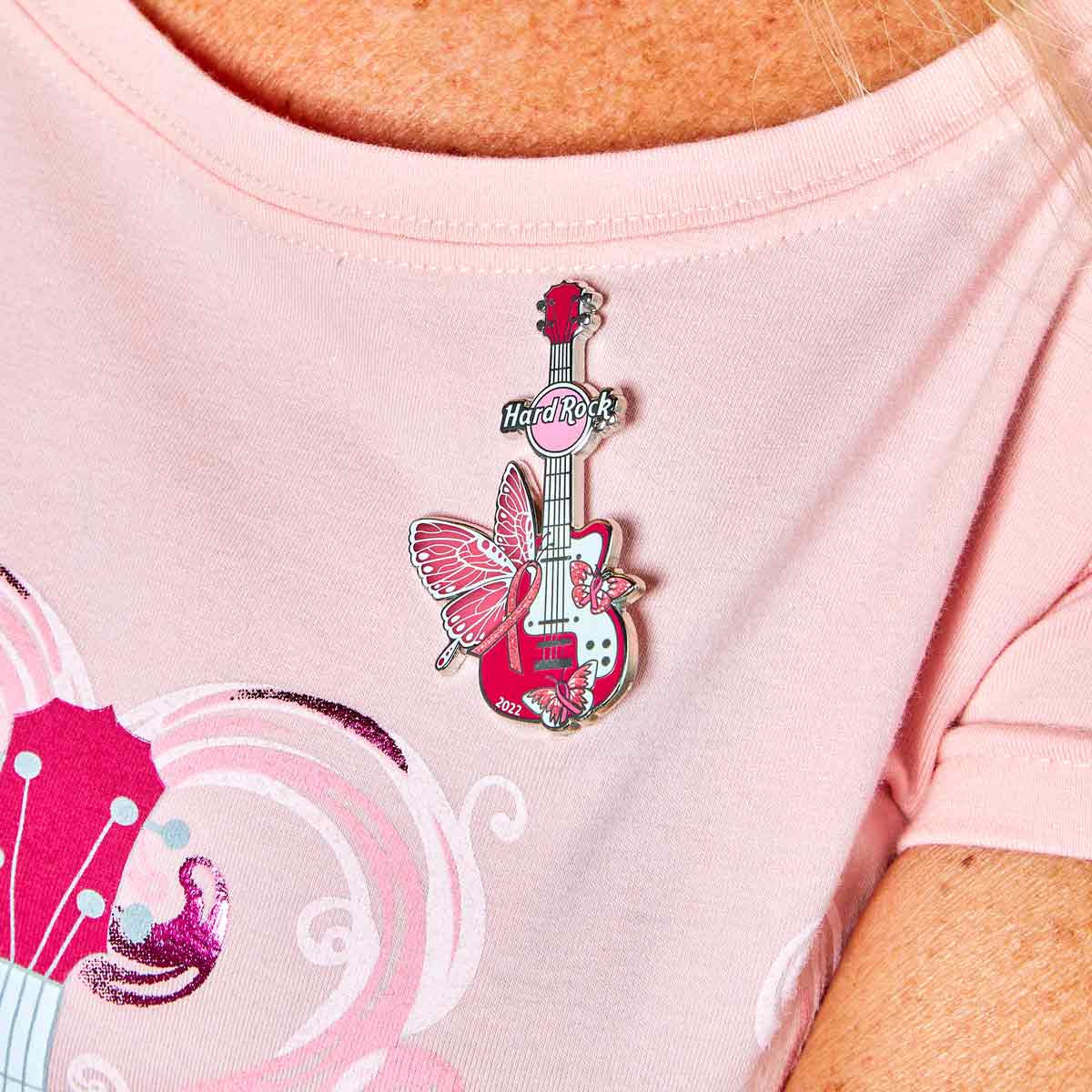 Hard Rock Pinktober Butterfly Guitar Pin 2022 image number 3