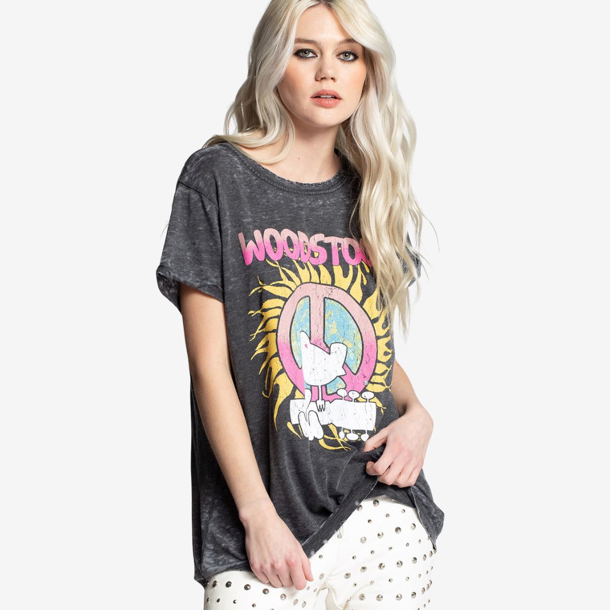 Woodstock Fitted Tee Peace Design by Recycled Karma image number 1