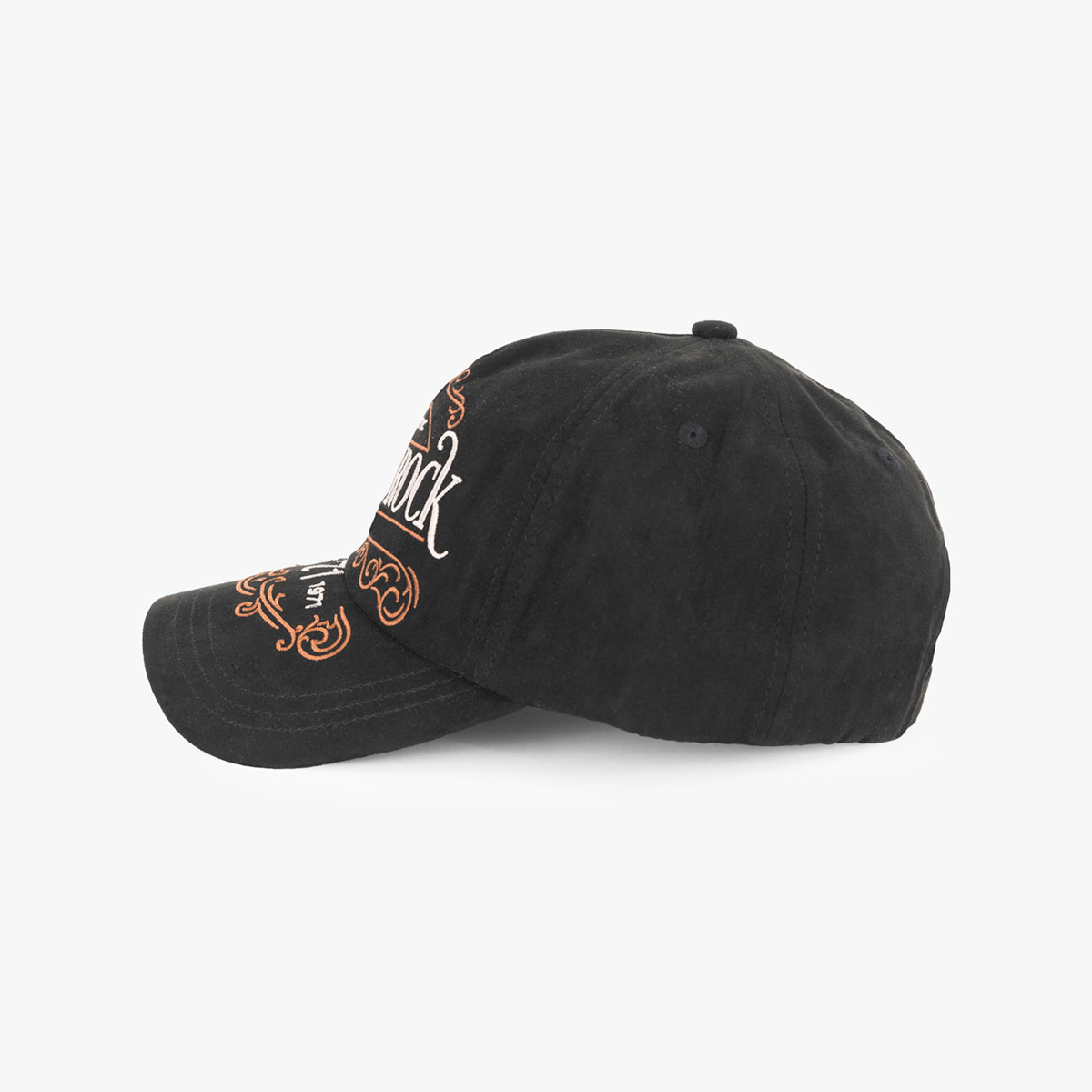Sueded Canvas Faux Leather Hat in Black image number 2