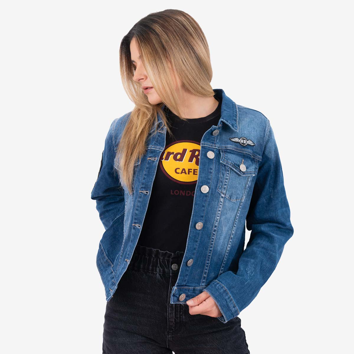 Slim Fit Denim Jean Jacket with Floral Patch image number 5