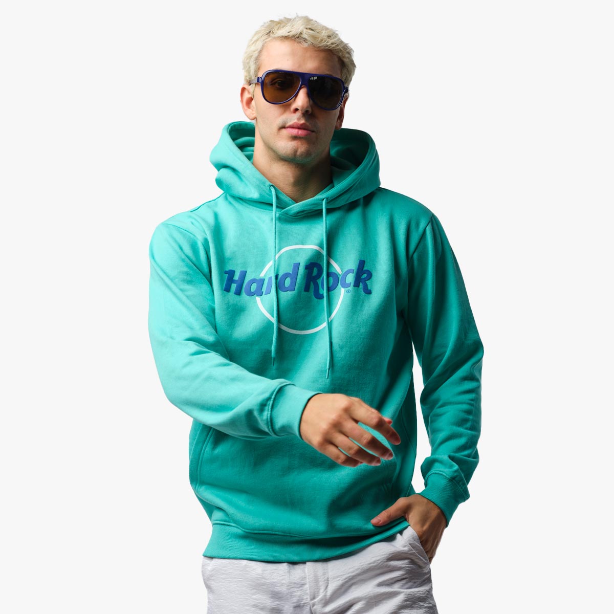 Adult Fit Pop of Color Fleece Hoodie in Teal image number 1