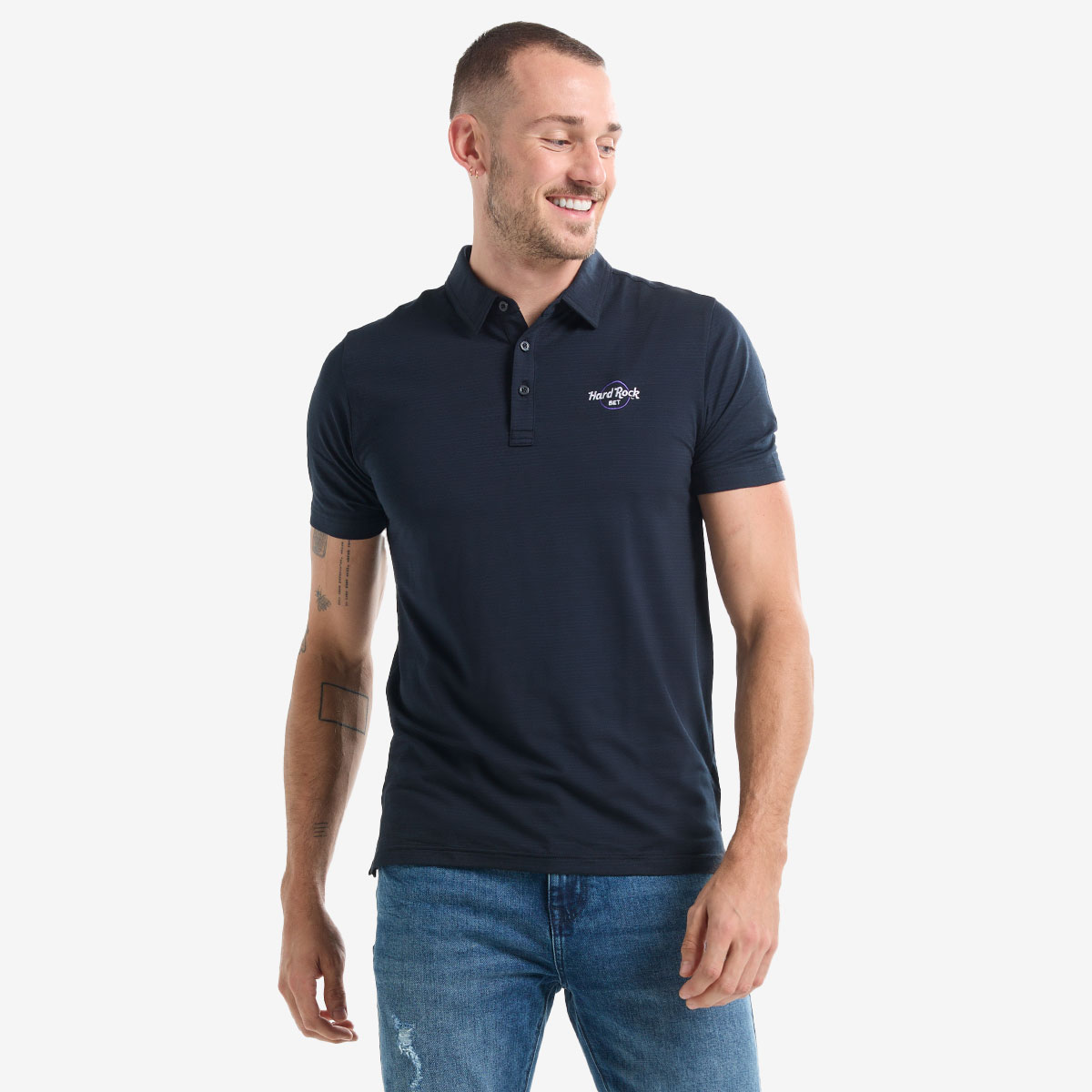Adult Fit Hard Rock BET x Travis Mathew Heater Polo in Black image number 1