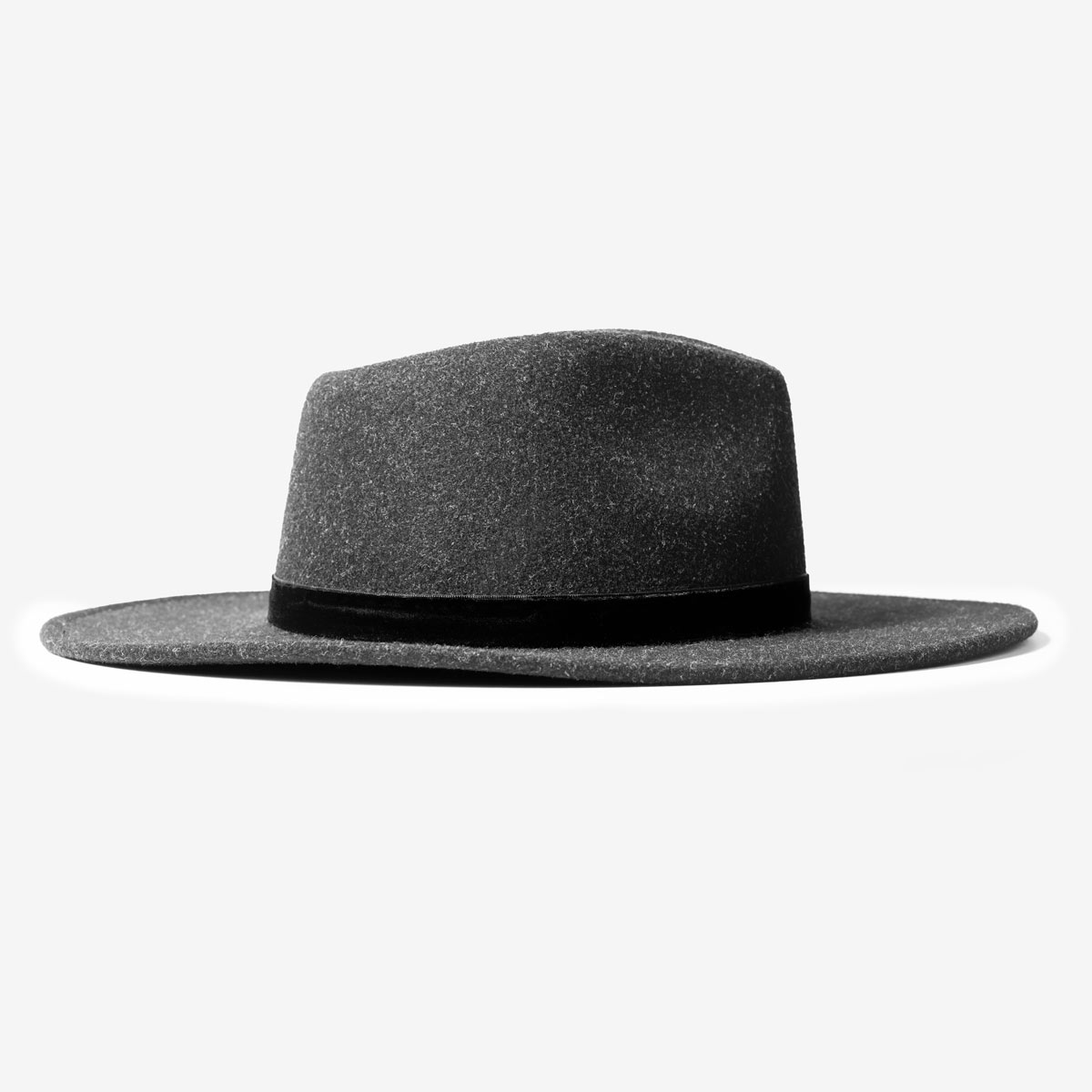 Ladies Wool Flat Brim Hat Gray image number 4